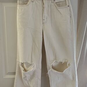 Free People / Ranger Distressed White Wide Leg Jean / 27